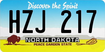 ND license plate HZJ217