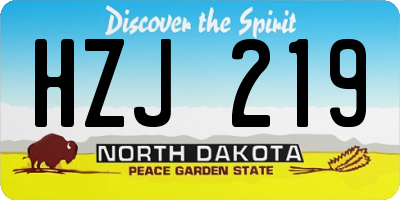 ND license plate HZJ219