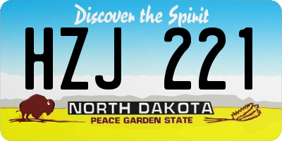 ND license plate HZJ221