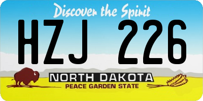 ND license plate HZJ226
