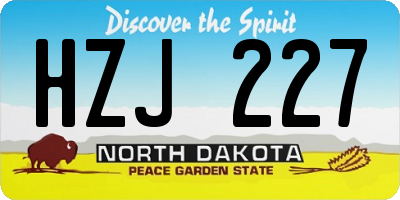 ND license plate HZJ227