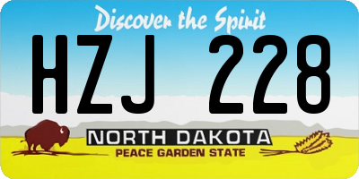 ND license plate HZJ228