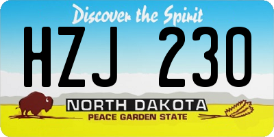 ND license plate HZJ230