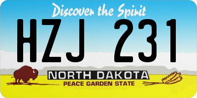ND license plate HZJ231