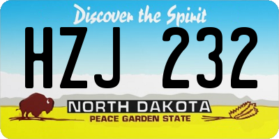ND license plate HZJ232