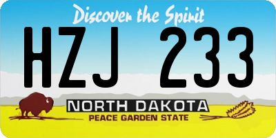 ND license plate HZJ233