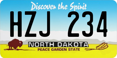 ND license plate HZJ234