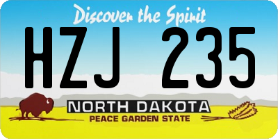 ND license plate HZJ235