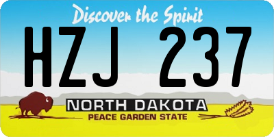 ND license plate HZJ237