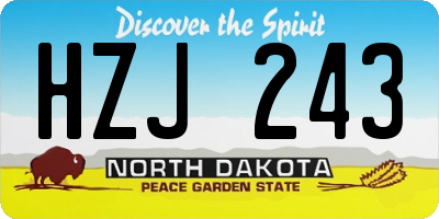 ND license plate HZJ243
