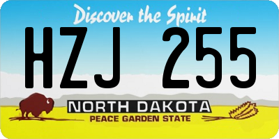 ND license plate HZJ255