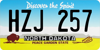 ND license plate HZJ257
