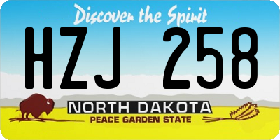 ND license plate HZJ258