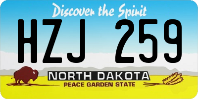 ND license plate HZJ259