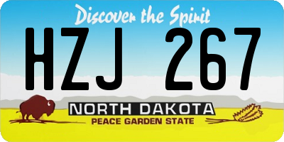 ND license plate HZJ267
