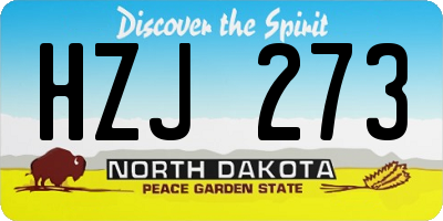 ND license plate HZJ273