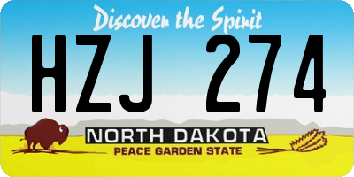 ND license plate HZJ274