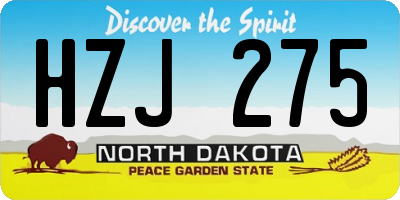 ND license plate HZJ275