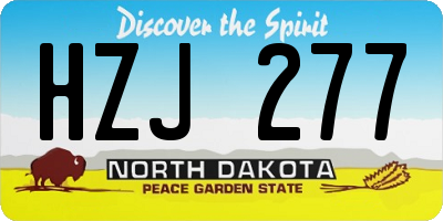 ND license plate HZJ277