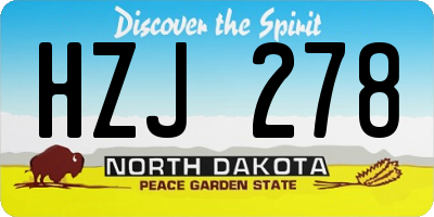 ND license plate HZJ278