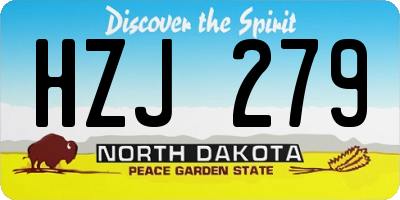 ND license plate HZJ279