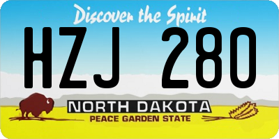 ND license plate HZJ280