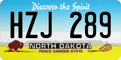 ND license plate HZJ289