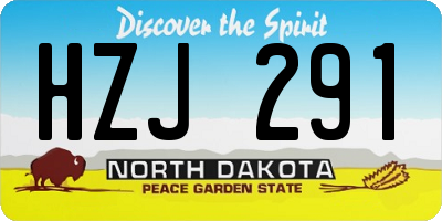 ND license plate HZJ291