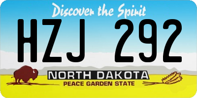 ND license plate HZJ292