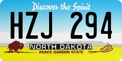 ND license plate HZJ294
