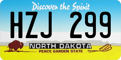 ND license plate HZJ299