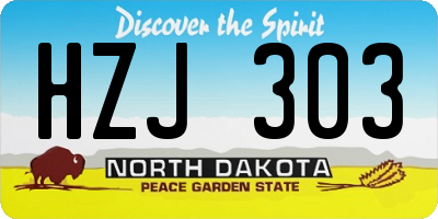 ND license plate HZJ303