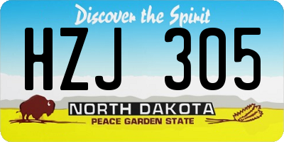 ND license plate HZJ305