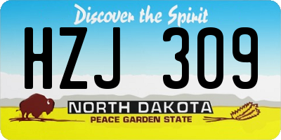 ND license plate HZJ309