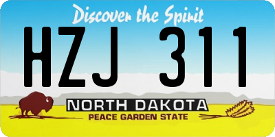 ND license plate HZJ311