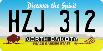 ND license plate HZJ312