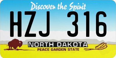 ND license plate HZJ316