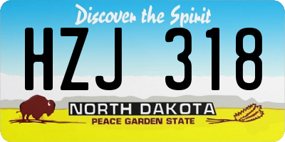 ND license plate HZJ318