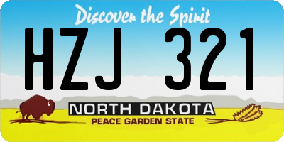 ND license plate HZJ321