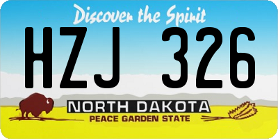ND license plate HZJ326