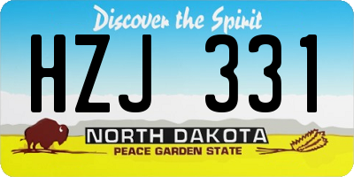 ND license plate HZJ331