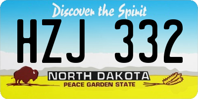 ND license plate HZJ332
