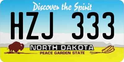 ND license plate HZJ333