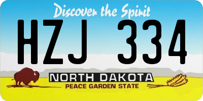 ND license plate HZJ334