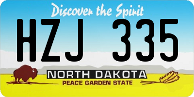 ND license plate HZJ335