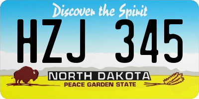ND license plate HZJ345