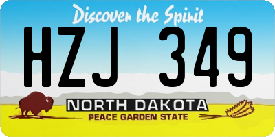 ND license plate HZJ349