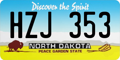 ND license plate HZJ353