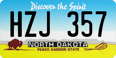 ND license plate HZJ357