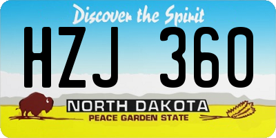 ND license plate HZJ360